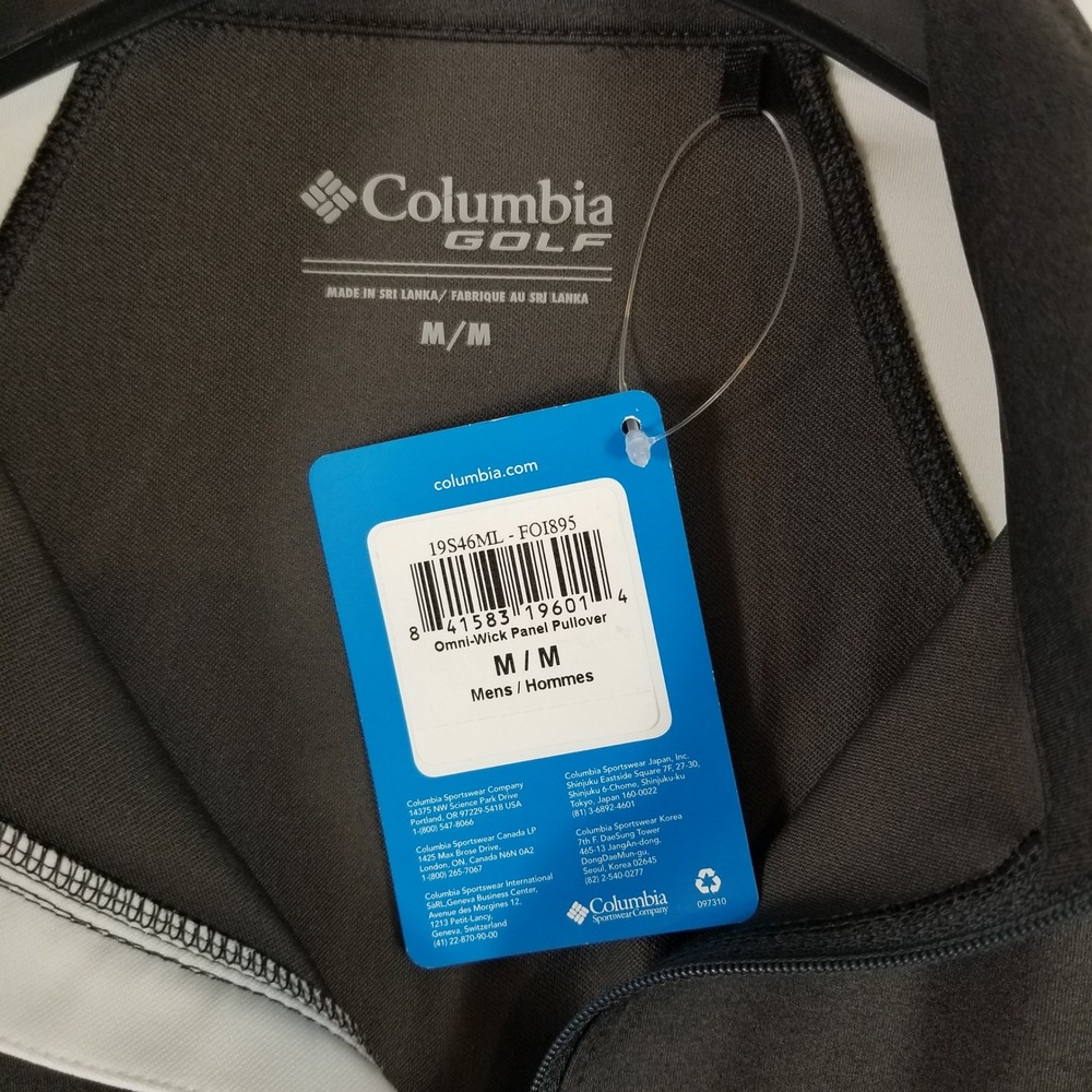Columbia Golf Mens Omni-Wick Panel Pullover Black White 1/4 Zip M 19S46ML-FOI895 - Picture 3 of 7